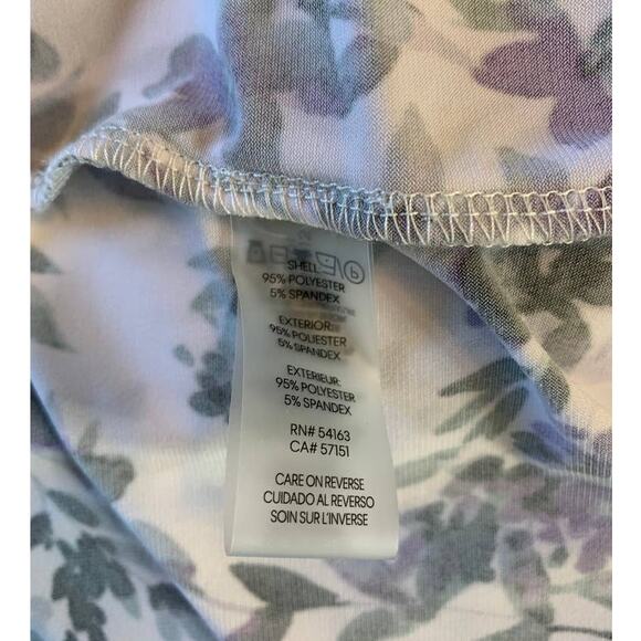 Karl Lagerfeld White Floral Jersey Tie-Neck Short Sleeve Blouse Plus Size 2X - Picture 8 of 8